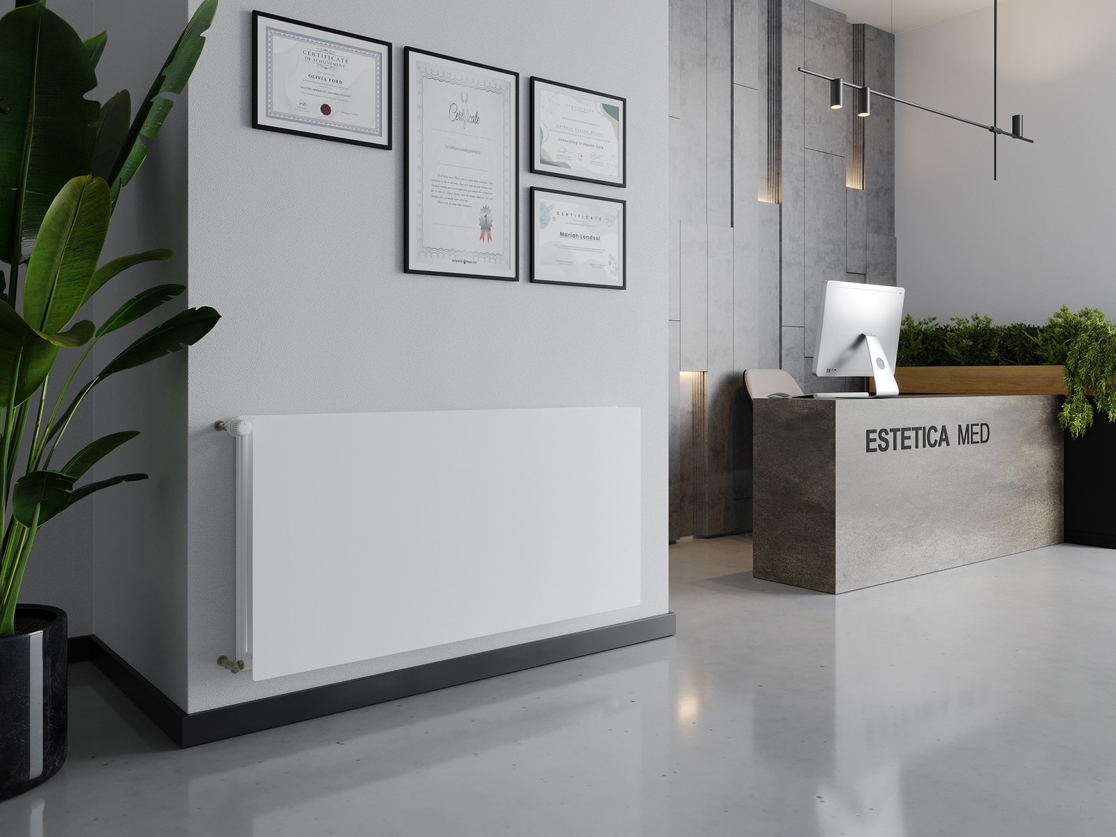 Mexen CHF20 Hygiene Flat grzejnik płytowy 600 x 1500 mm, podłączenie boczne, 1505 W, biały - W420HF-060-150-00